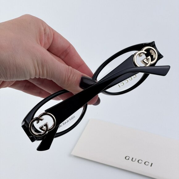 Gucci GG1693O 001 BRAND NEW Eyeglasses Black Oval Women - Picture 4 of 12